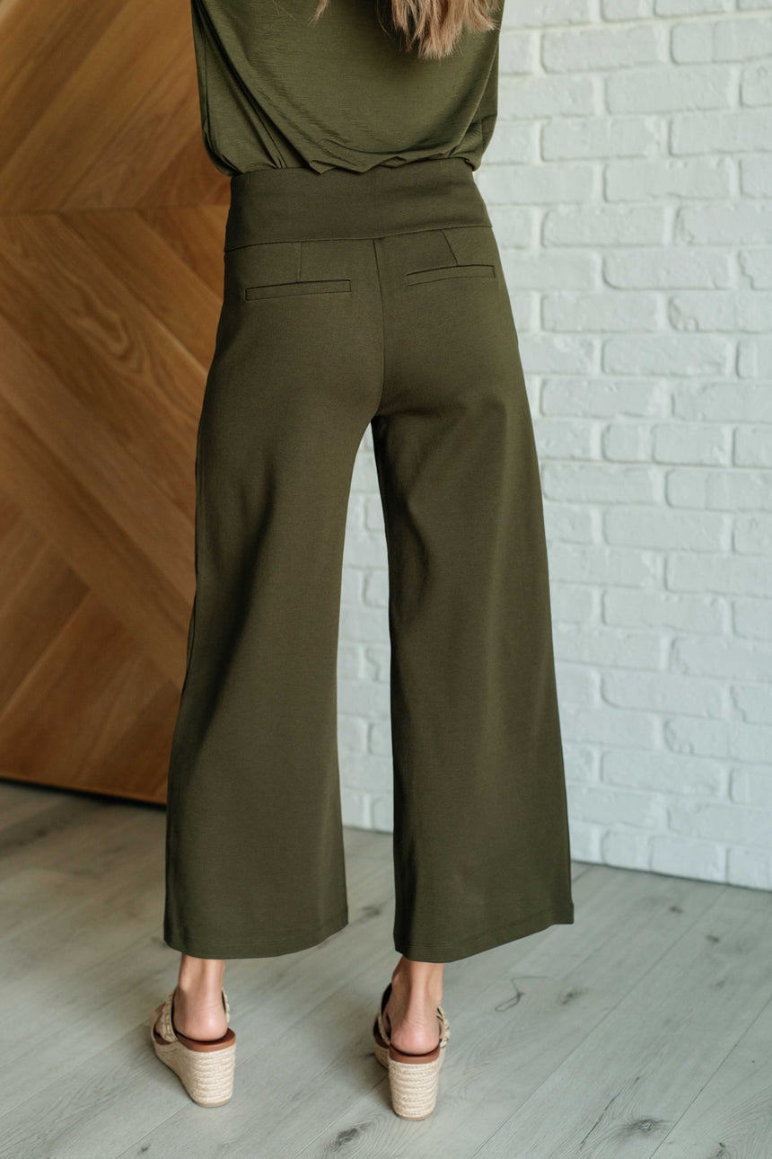 Magic Wide Leg Crop Pants in Olive - Liarian Unlimited Boutique