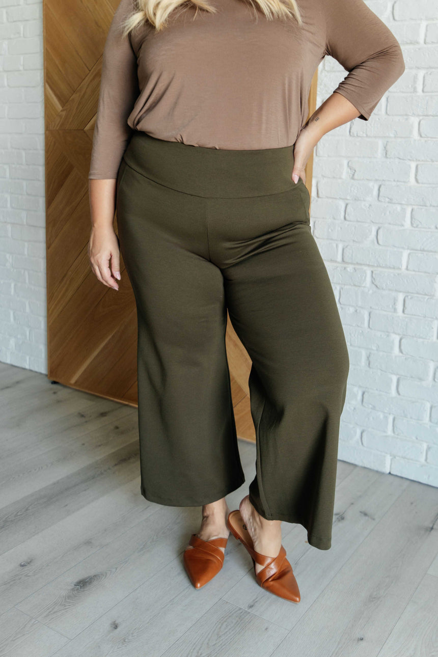 Magic Wide Leg Crop Pants in Olive - Liarian Unlimited Boutique