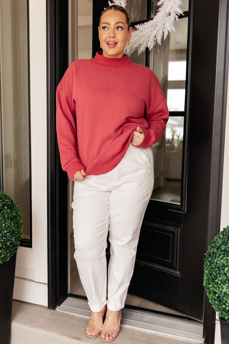 Make No Mistake Mock Neck Pullover in Cranberry - Liarian Unlimited Boutique