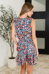 Mono sin mangas Meadow Mischief en azul marino, naranja y verde azulado