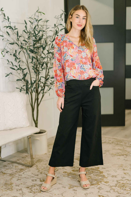 Modern Meadow V-Neck Puff Sleeve Blouse