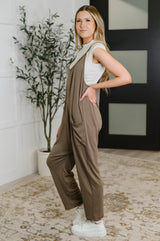 Mood Match Relaxed Spaghetti Strap Jumpsuit in Mocha