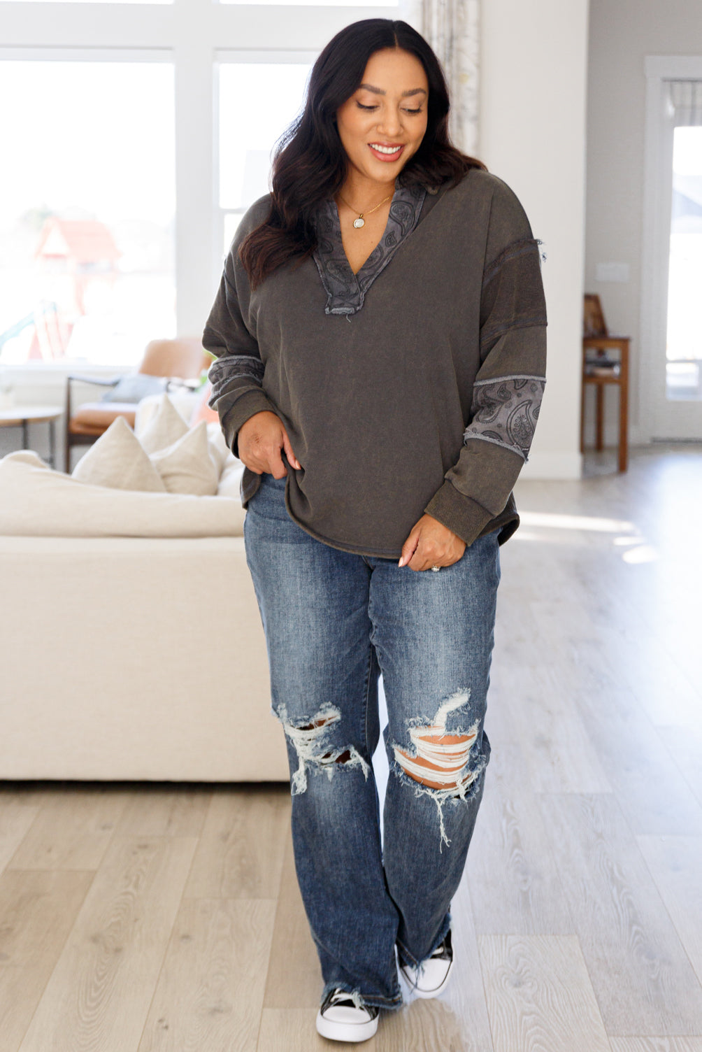 Moonstone Mineral Wash Pullover - Liarian Unlimited Boutique