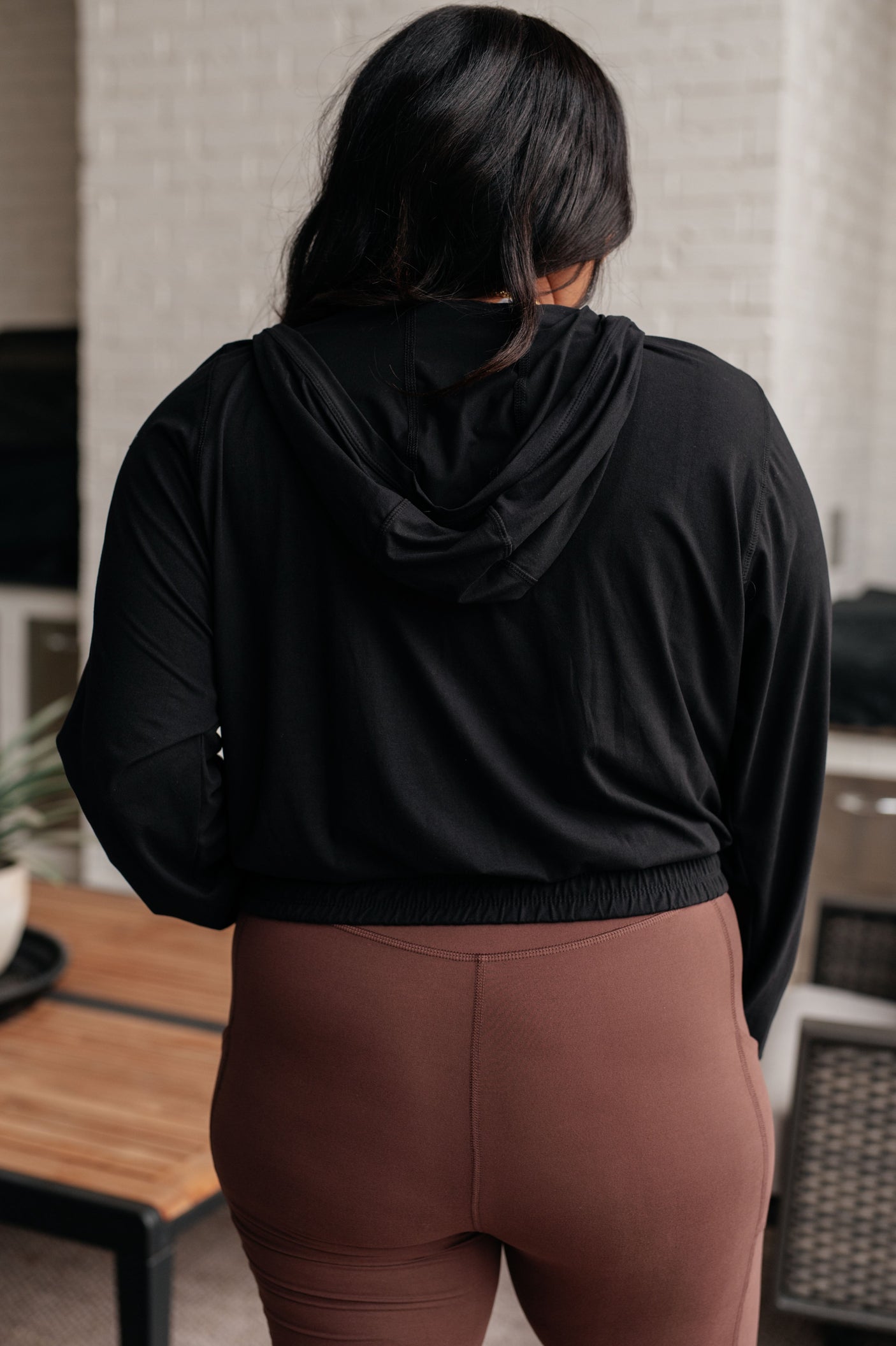 Sudadera con capucha y media cremallera Morning Run en negro