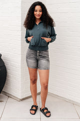 Sudadera con capucha y media cremallera Morning Run en color abeto ahumado