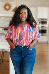 My Bae Boyfriend Top in Pink Kaleidoscope - Liarian Unlimited Boutique