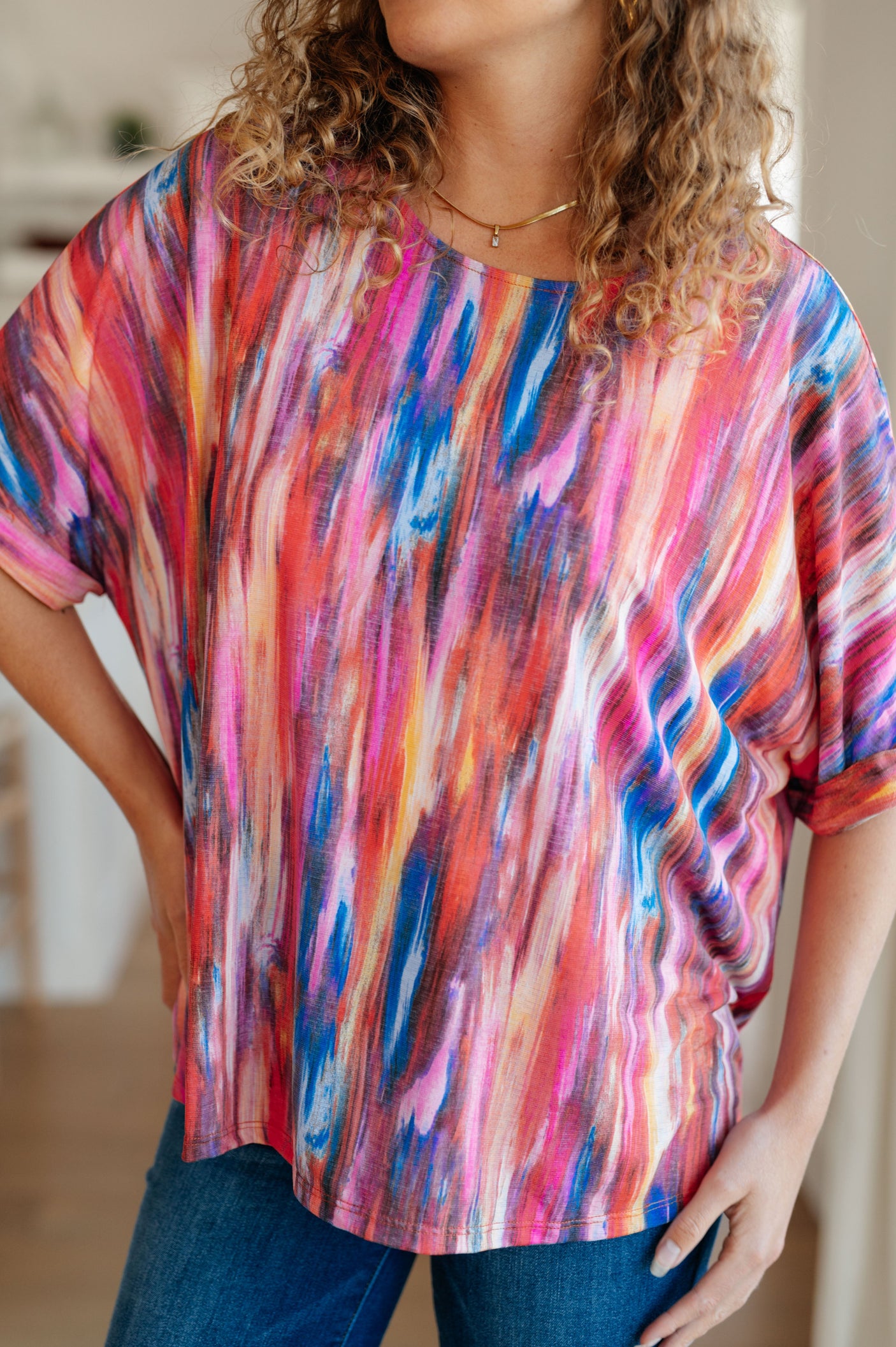 My Bae Boyfriend Top in Pink Kaleidoscope - Liarian Unlimited Boutique