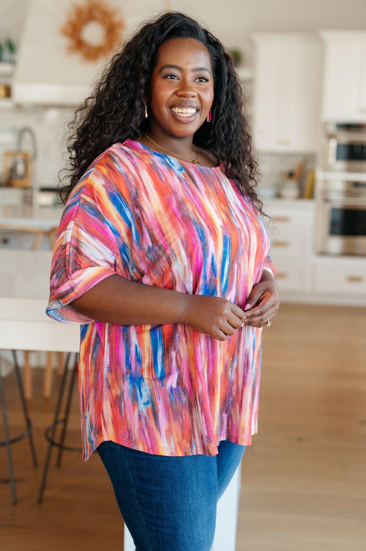 My Bae Boyfriend Top in Pink Kaleidoscope - Liarian Unlimited Boutique