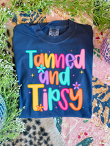 Tanned & Tipsy in Navy Graphic Tee