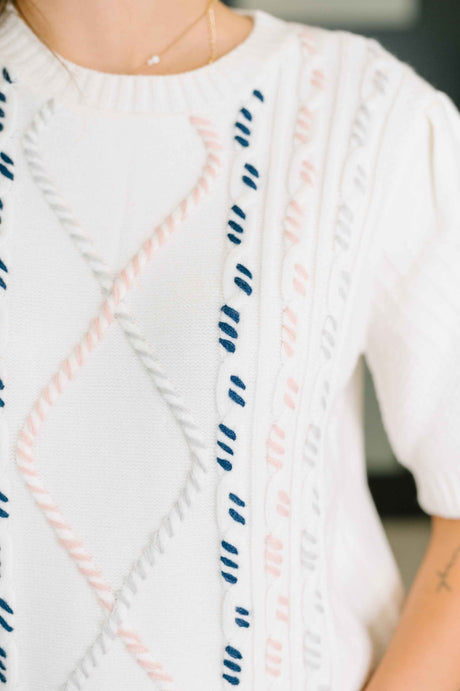 Need a Little Love Cable Knit Puff Sleeve Top