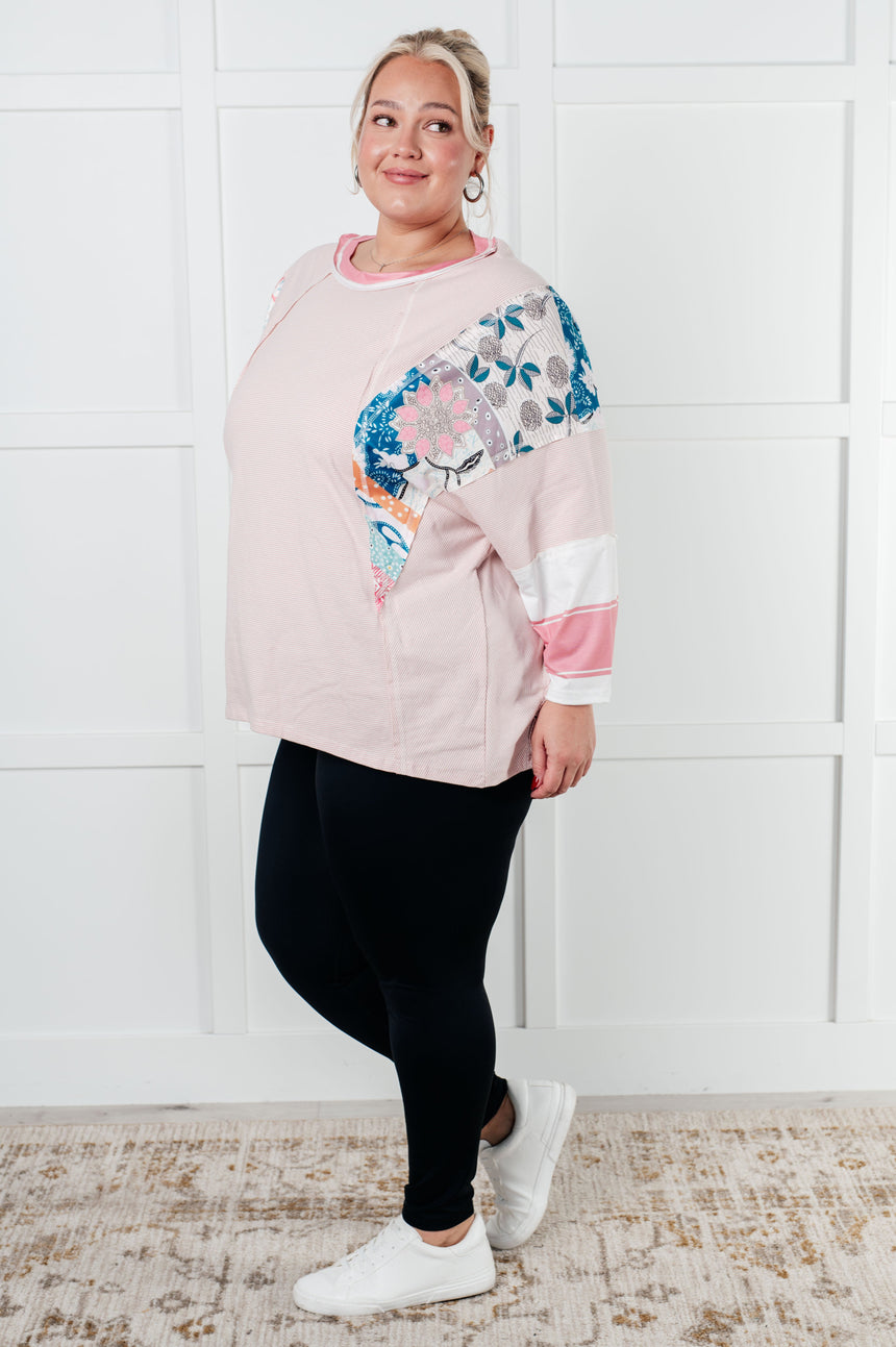 New Chapter Floral Color Block Patchwork Top - Liarian Unlimited Boutique