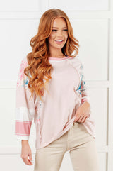 New Chapter Floral Color Block Patchwork Top