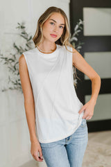 New Normal Pleat Detail Sleeveless Top in White