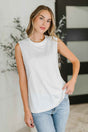 New Normal Pleat Detail Sleeveless Top in White