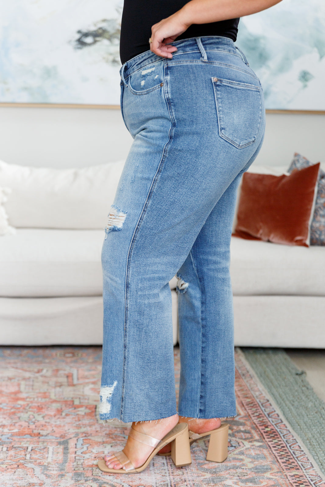 Nora High Rise Rigid Magic Destroy Slim Straight Jeans - Liarian Unlimited Boutique