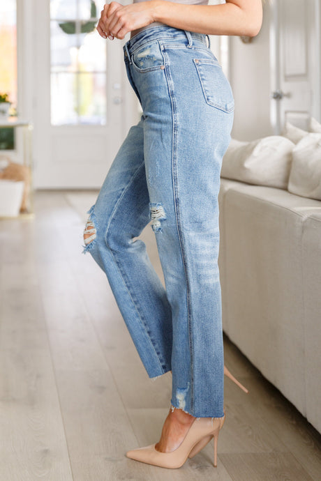 Nora High Rise Rigid Magic Destroy Slim Straight Jeans - Liarian Unlimited Boutique