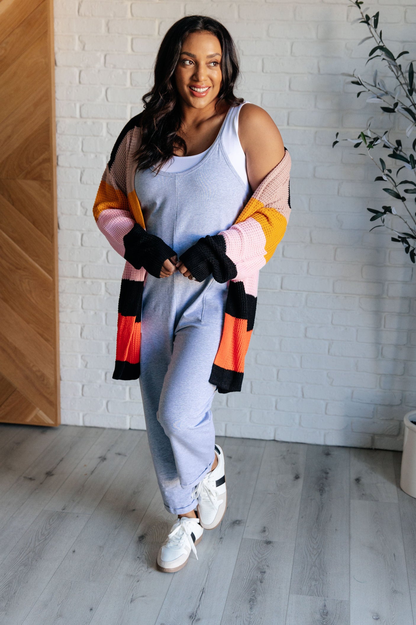 No estoy muy seguro Cárdigan de rayas con frente abierto