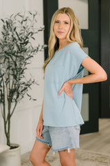 Not So Basic Pocket Tee in Blue