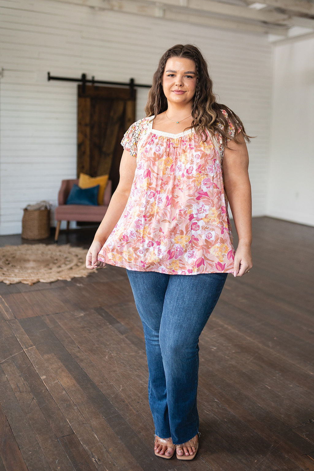 Blusa floral no tan seria en rosa 