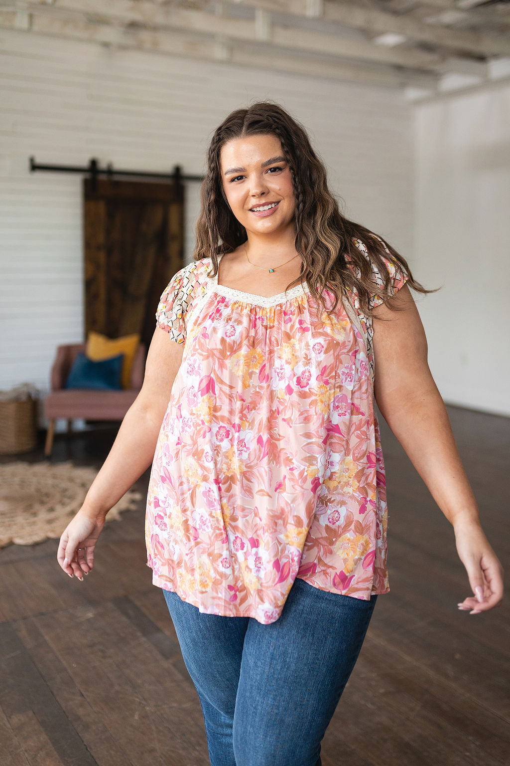 Blusa floral no tan seria en rosa 