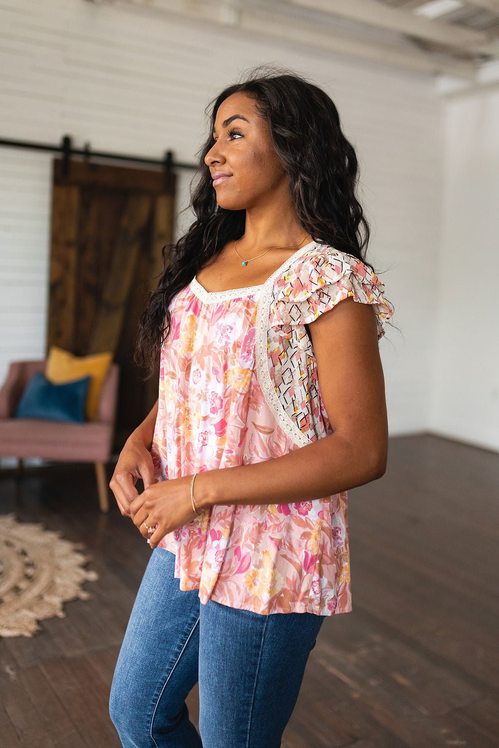 Blusa floral no tan seria en rosa 