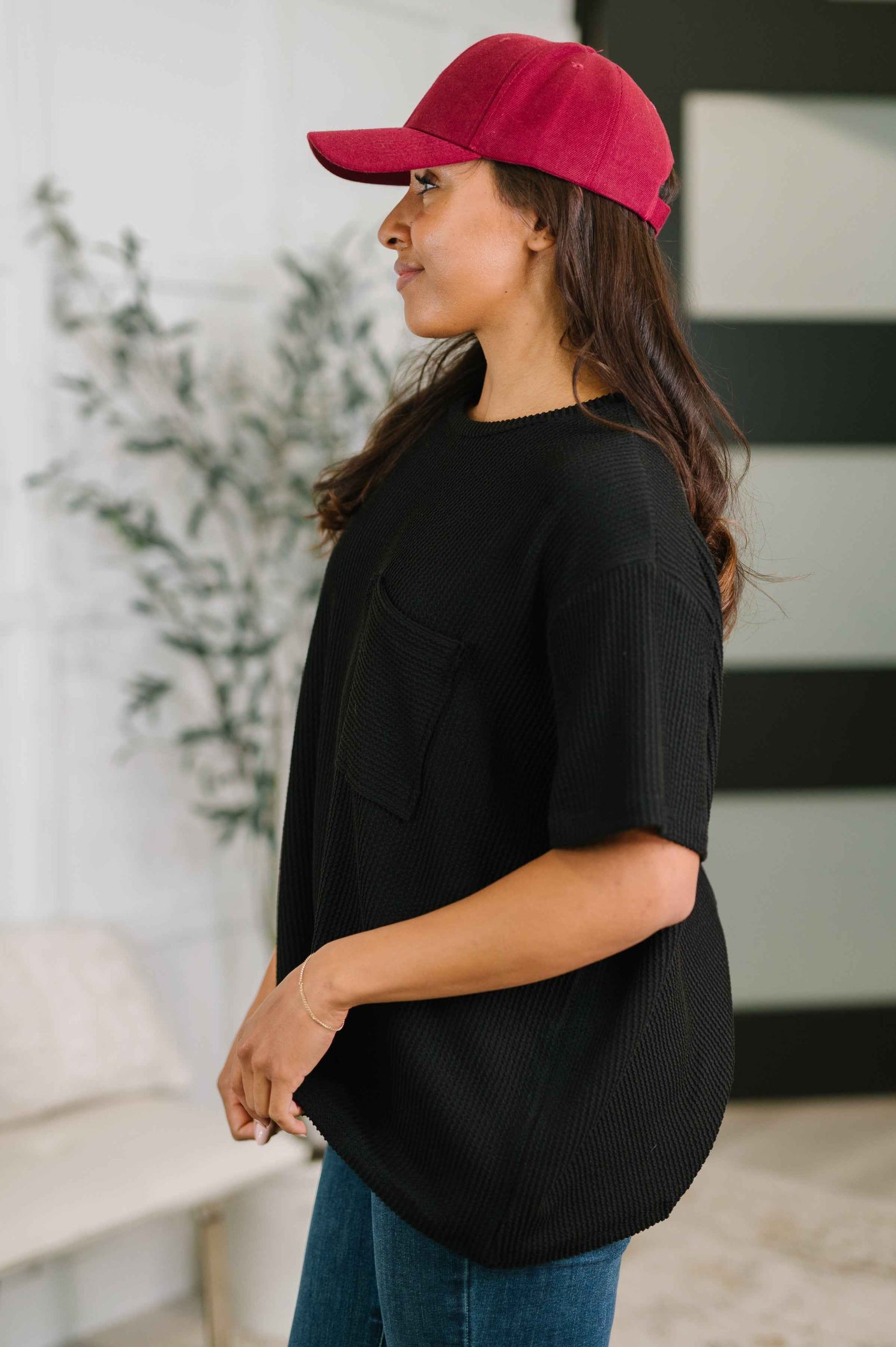 Not That complicated Textured Boxy Tee in Black