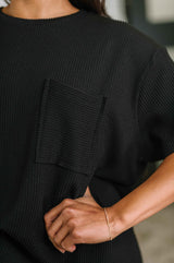 Not That complicated Textured Boxy Tee in Black