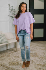 Not That complicated Textured Boxy Tee in Lavender