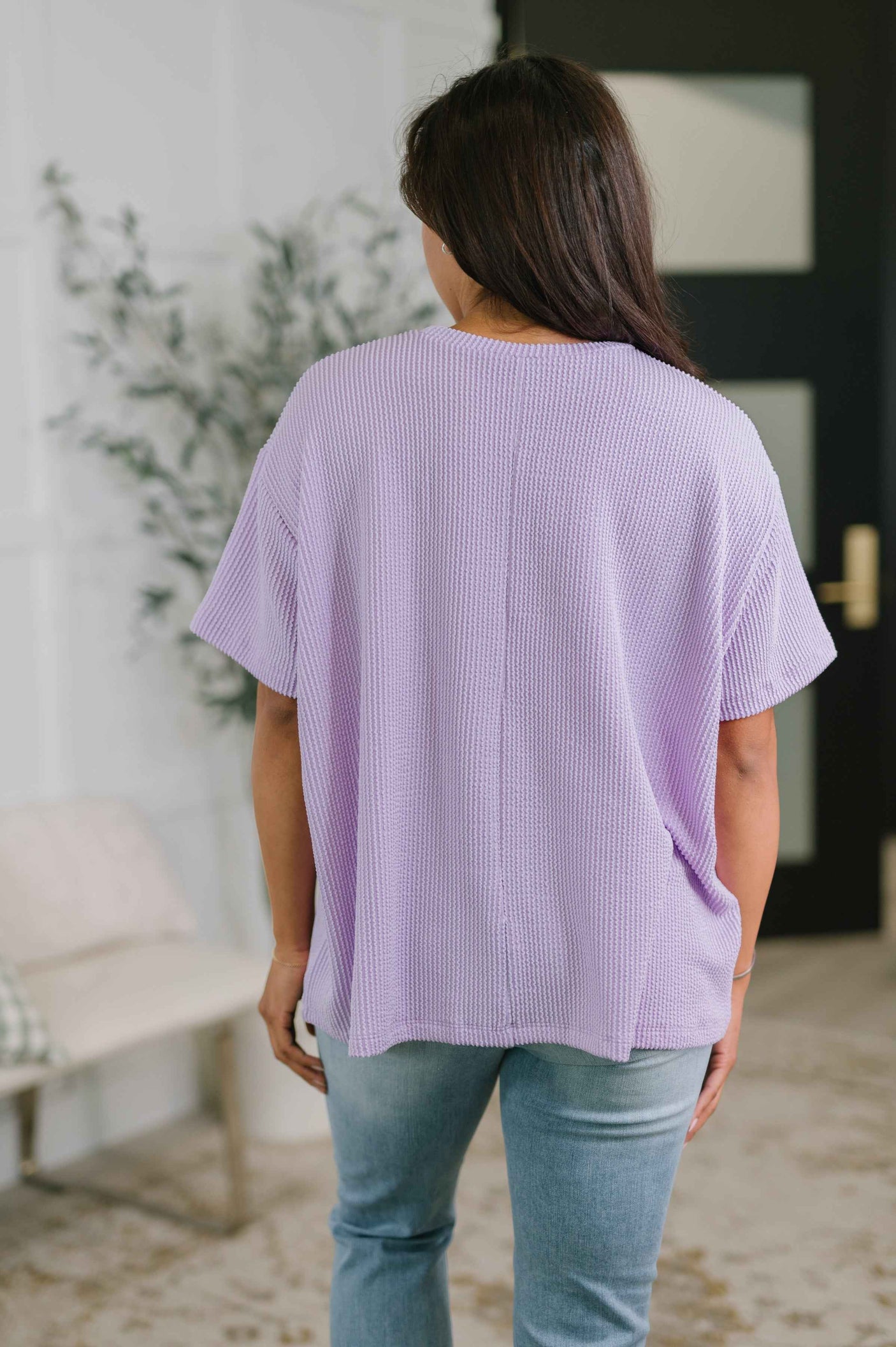 Not That complicated Textured Boxy Tee in Lavender