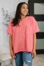 Not That complicated Textured Boxy Tee in Salmon