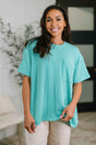 Not That Complicated Textured Boxy Tee in Turquoise