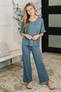Ol' Reliable Top and Bottom Lounge Set in Dusty Blue
