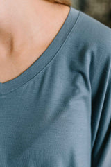 Ol' Reliable Top and Bottom Lounge Set in Dusty Blue