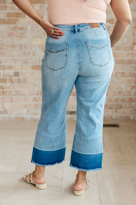 Olivia High Rise Wide Leg Crop Jeans in Medium Wash - Liarian Unlimited Boutique
