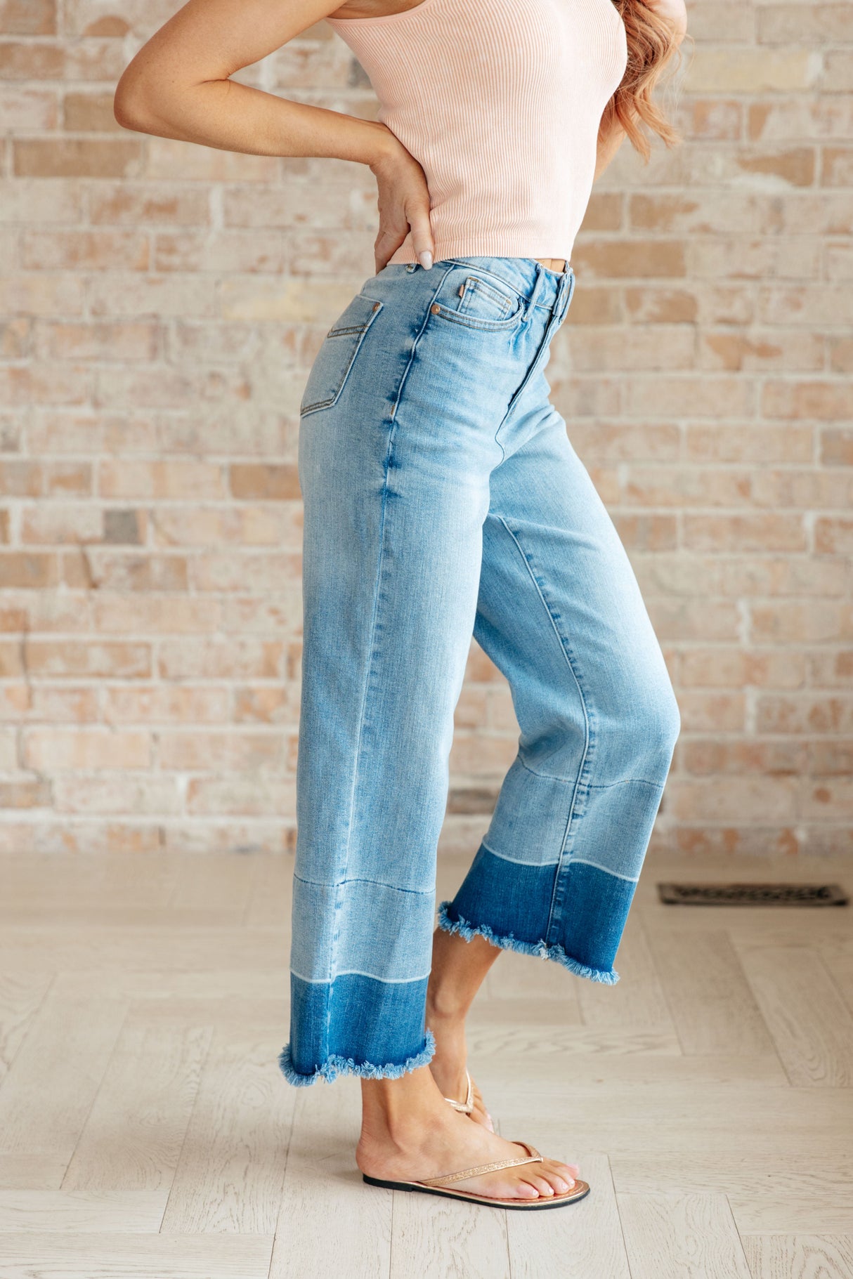 Olivia High Rise Wide Leg Crop Jeans in Medium Wash - Liarian Unlimited Boutique