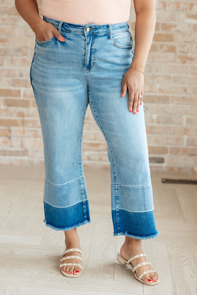 Olivia High Rise Wide Leg Crop Jeans in Medium Wash - Liarian Unlimited Boutique