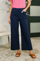Only Pair High Waisted Wide Leg Bottoms in Navy
