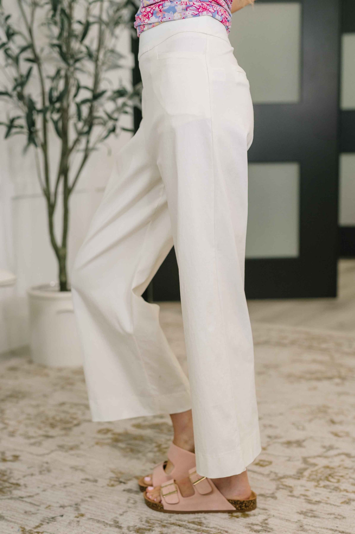 Only Pair High Waisted Wide Leg Bottoms in Off White