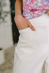 Only Pair High Waisted Wide Leg Bottoms in Off White