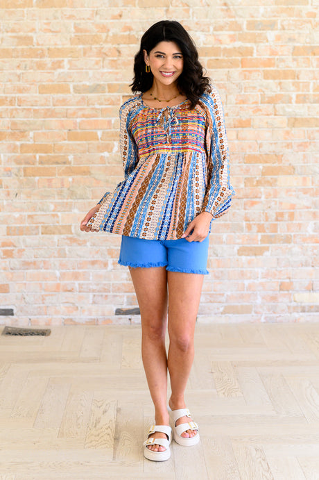 Túnica bohemia Open Sky en azul marino malva