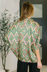Optical Illusion Button Up Blouse
