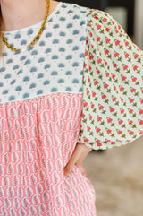 Outside Advantage Mixed Print Boho Blouse