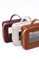 PU Leather Travel Cosmetic Case in Wine - Liarian Unlimited Boutique