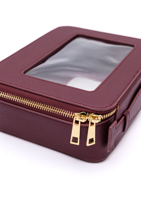 PU Leather Travel Cosmetic Case in Wine - Liarian Unlimited Boutique
