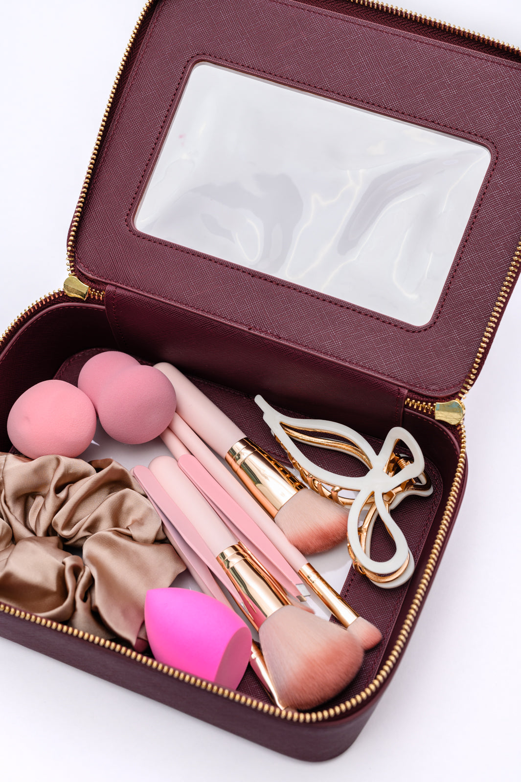 PU Leather Travel Cosmetic Case in Wine - Liarian Unlimited Boutique