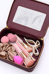 PU Leather Travel Cosmetic Case in Wine - Liarian Unlimited Boutique