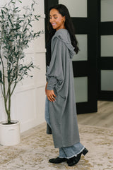 Pamper Travel Hooded Cardigan in Charcoal