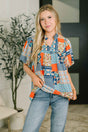 Pardon Me Patchwork Puff Sleeve Blouse