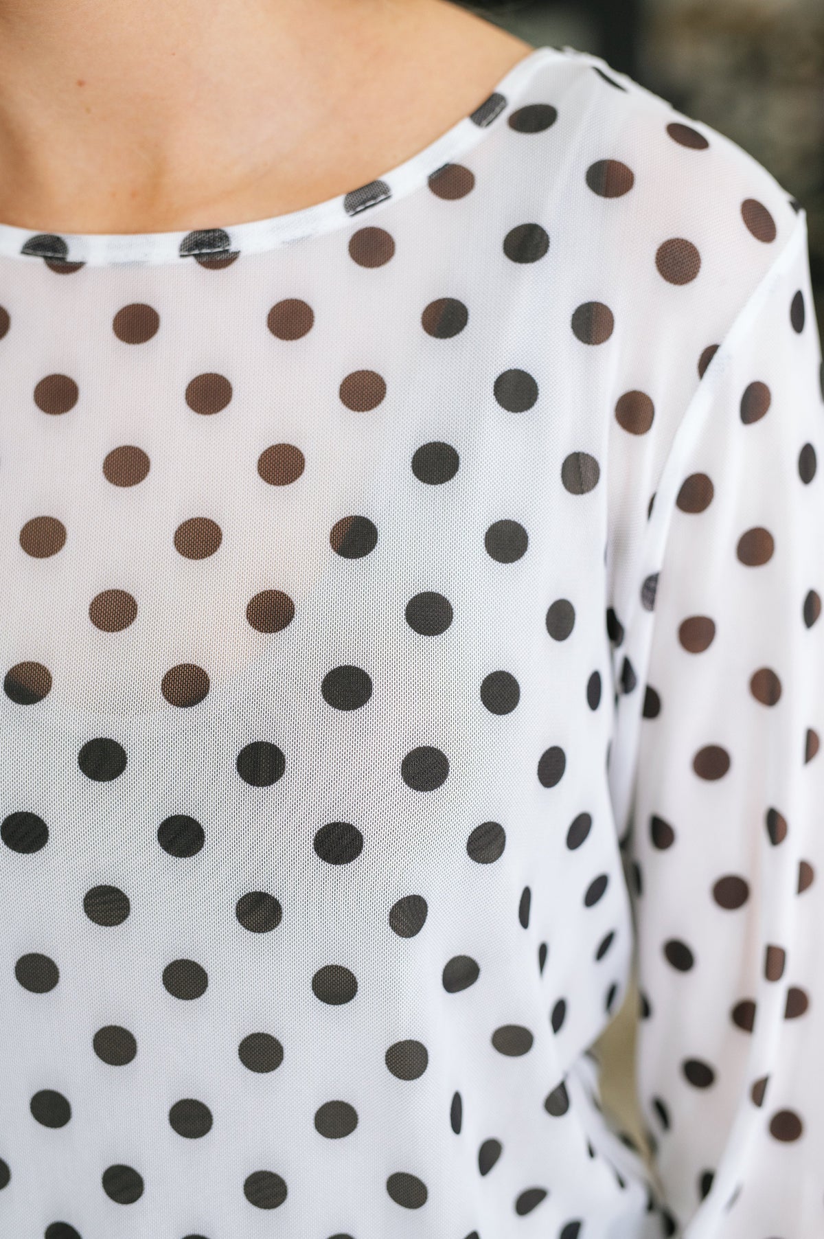 Passively Poise Long Sleeve Top in Polka Dot