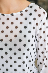 Passively Poise Long Sleeve Top in Polka Dot